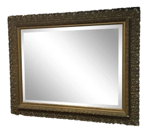 Turn of the Century Baroque-Style Hand-Carved Solid Wood Mirror