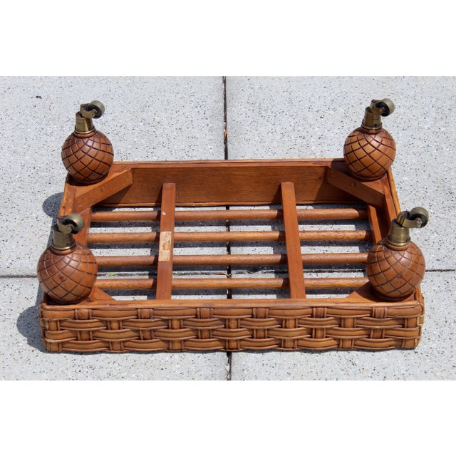 Vintage Rattan Coffee Table / Ottoman Base – Boho Coastal Charm on Casters For Sale In Naples, FL - Image 6 of 12
