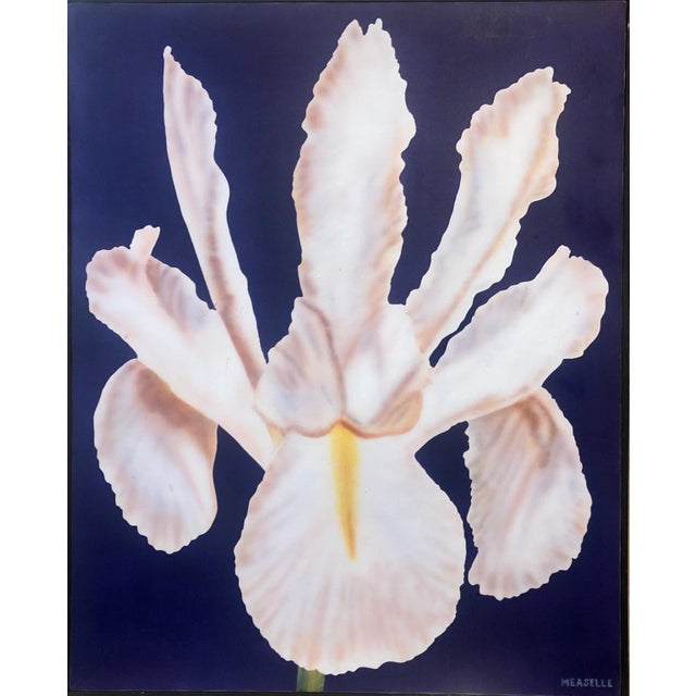 Clarence Measelle, Photorealism Still Life Acrylic Painting Flower Photo Realist Orchid, Vivid Blue For Sale - Image 10 of 11