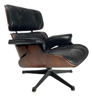 Lounge Chair in Black Leather by Charles Eames for Herman Miller, 1956