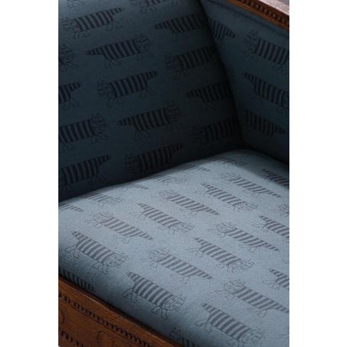 1920s Art Nouveau Danish Chaise Lounge in Oak & Lisa Larson Mikey Upholstery, 1920s For Sale - Image 5 of 18