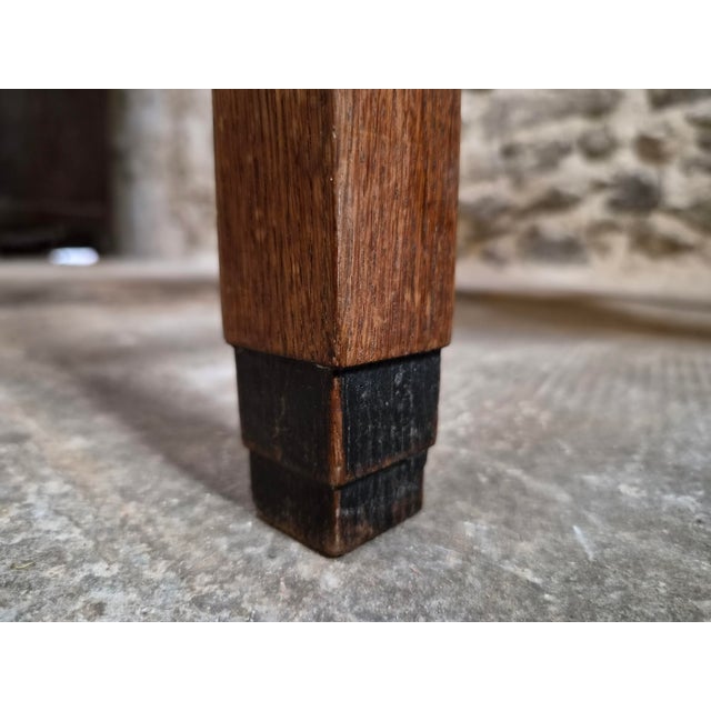 Antique Art Deco Amsterdam School Oak Side Table, 1935 For Sale - Image 11 of 17