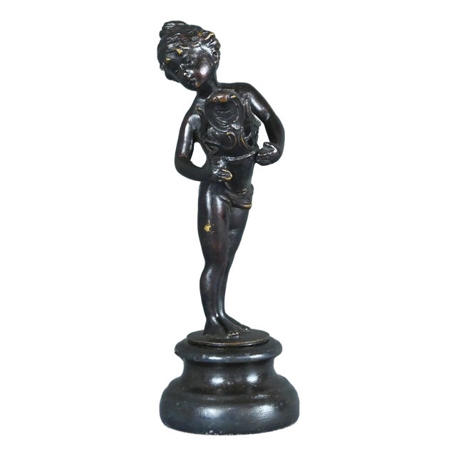 Small Bronze of Young Girl with the Basket, Late 19th Century For Sale