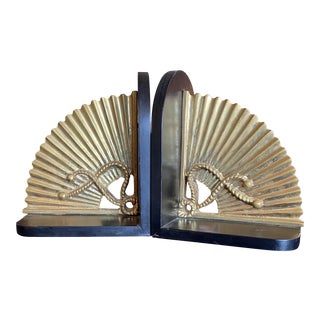 1960s Brass Oriental Fan Bookends - a Pair For Sale