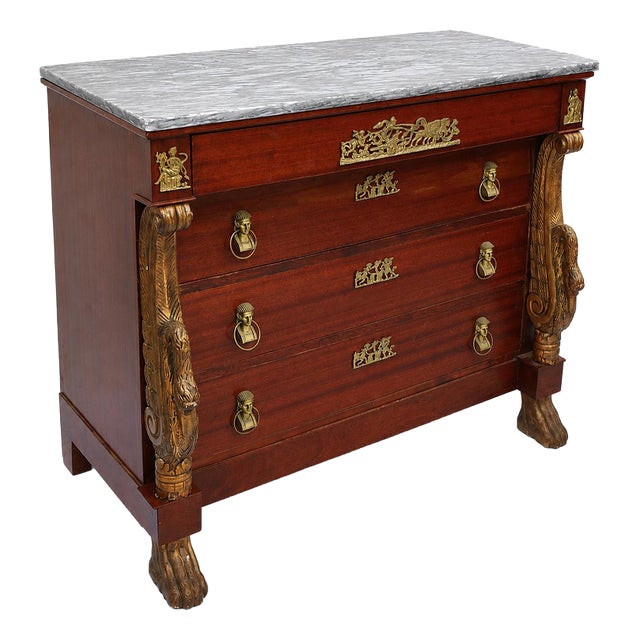 Empire Chest of Drawers with Ancient Egypt Decor For Sale
