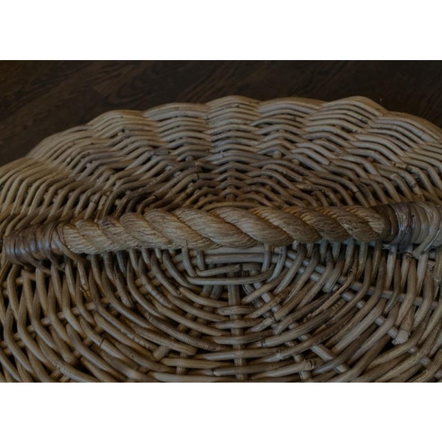 French Country Pottery Barn Oversized Rattan Cloche and Tray For Sale - Image 3 of 5