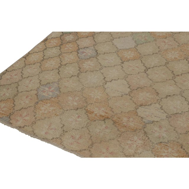 Vintage Zeki Muren Rug in BeigeBrown Trellis Patterns, by Rug & Kilim