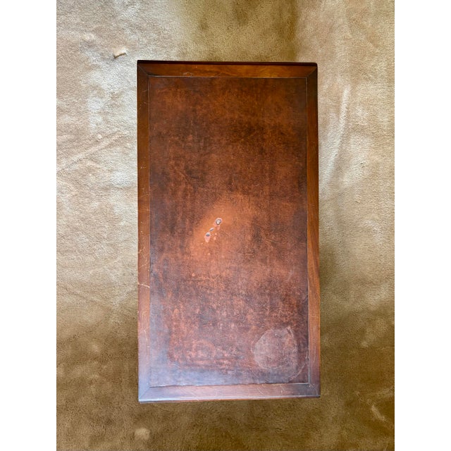 American Vintage Dark Wood Coffee Table With Brass Claw Wheels For Sale - Image 3 of 9