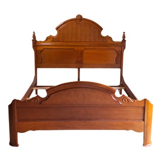 Vintage King Size Lexington Victorian Mansion Oak Bed For Sale