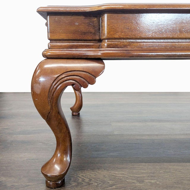Brown Carved Cherrywood Coffee Table For Sale - Image 8 of 8