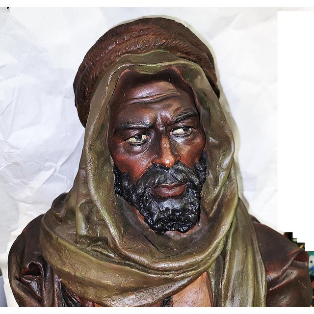Late 19th Century Saracen Terracotta Nubian Arab Bust After Guluche For Sale - Image 4 of 13