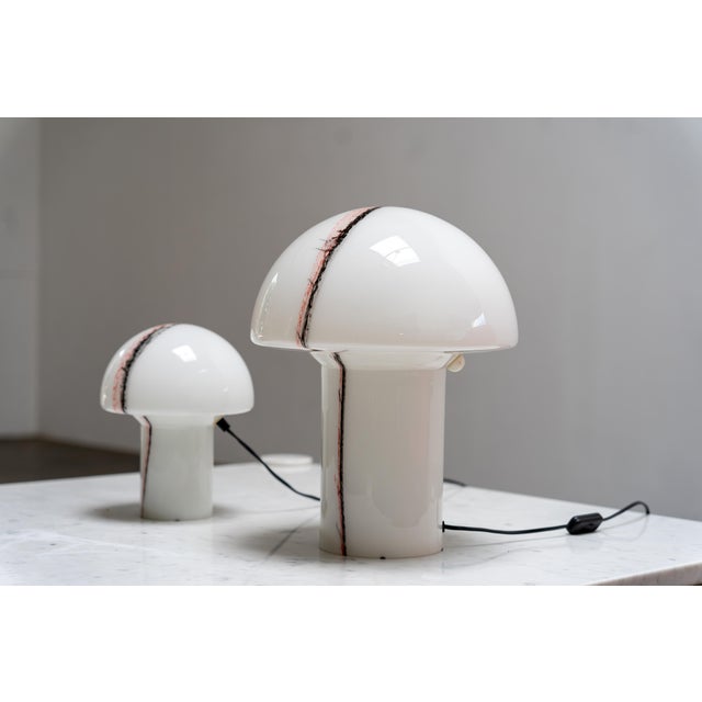 White Lido Glass Mushroom Table Lamps from Peill & Putzler, Germany 1970s, Set of 2 For Sale - Image 8 of 14