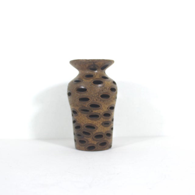 Vintage Banksia Nut Wood Vase Natural For Sale - Image 4 of 7