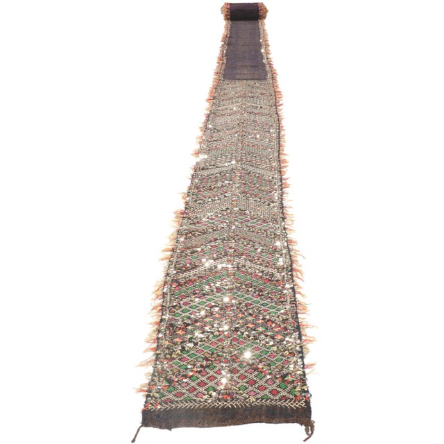 Late 20th Century Vintage Moroccan Sequined Wedding Aisle Runner, 01'06 X 36'00 For Sale - Image 5 of 8