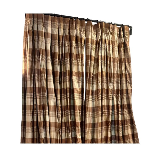 Pair of Silk Trading Company Burberry Plaid Curtains Drapes - 136”. This listing includes two panels, each measuring 48"...