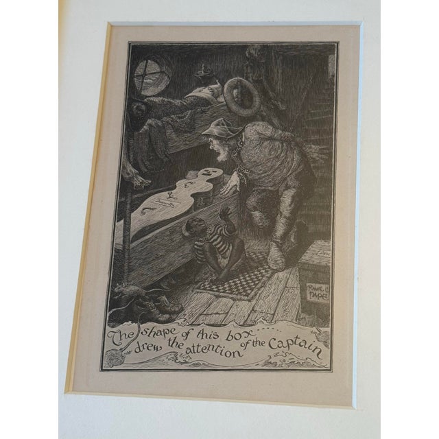 Illustration Gold Framed Vintage French Etching Illustration Print - “The Shape of This Box... Drew the Attention of the Captain” (Reproduction) - Anatole France For Sale - Image 3 of 12