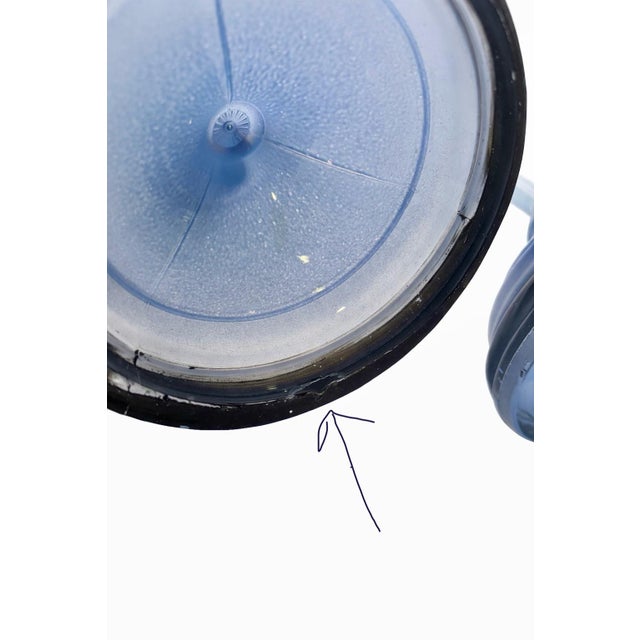 Blue 1930's Depression Era Periwinkle Blue Candlesticks. For Sale - Image 8 of 8