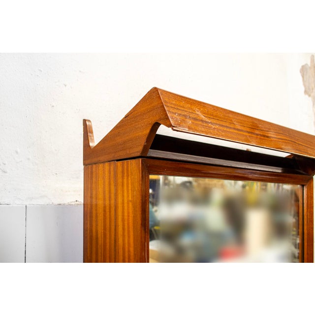 Vintage Italian Teak Entrance Mirror, 1950s For Sale - Image 4 of 9