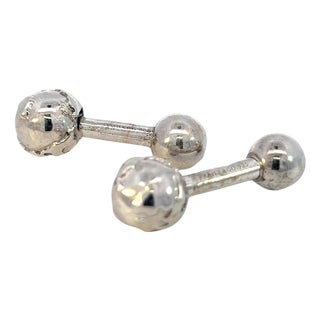 1990s Pair of Tiffany & Co Estate Globe Cufflinks Sterling Silver For Sale