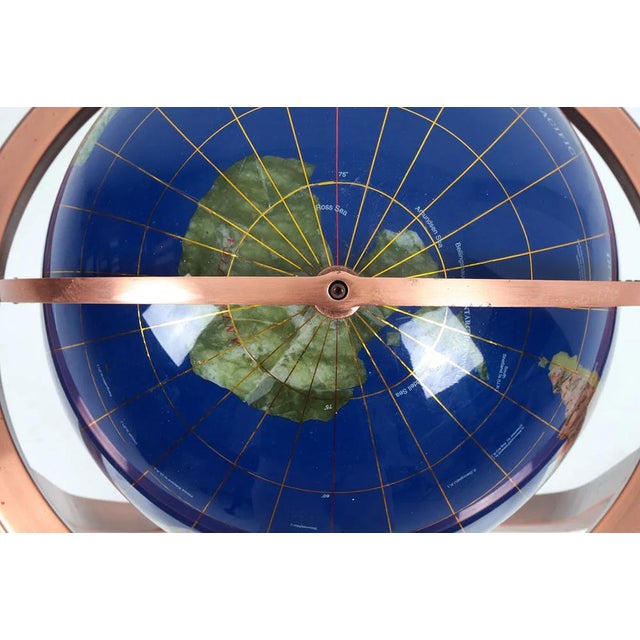 Gem Floor Globe on Copper Stand Semi Precious Lapis Stone For Sale - Image 17 of 17
