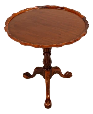 Vintage English Georgian Chippendale Mahogany Pie Crust Tilt Top Tea Card Table