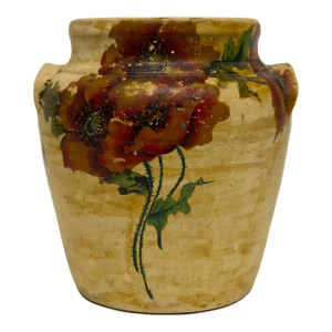 Ceramic Marmalade Jar Vase With Hand Painted Poppy Flowers