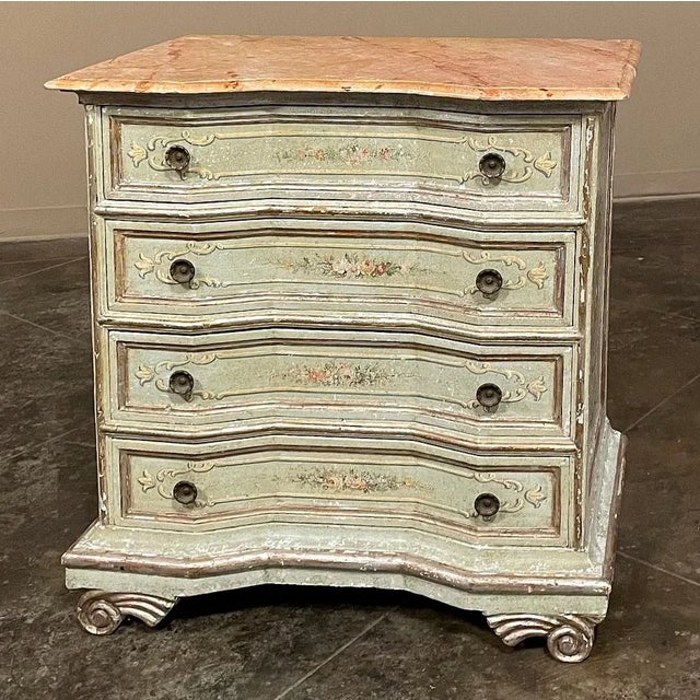 Antique Italian Painted Commode With Faux Painted Marble Top For Sale - Image 13 of 13