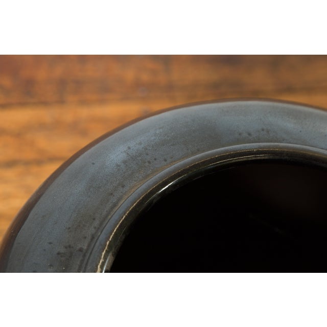 Large Thai Exterior Flower Vase with Black Patina, Rope and Newspaper Motifs For Sale - Image 10 of 12