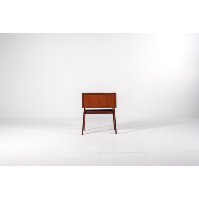 Brown Mid-Century Danish Teak Bedside Table with Drawer and Open Shelf, 1960s For Sale - Image 8 of 12