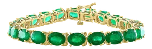 16 Carat Natural Emerald Cocktail Tennis Bracelet 14 Karat Yellow Gold
