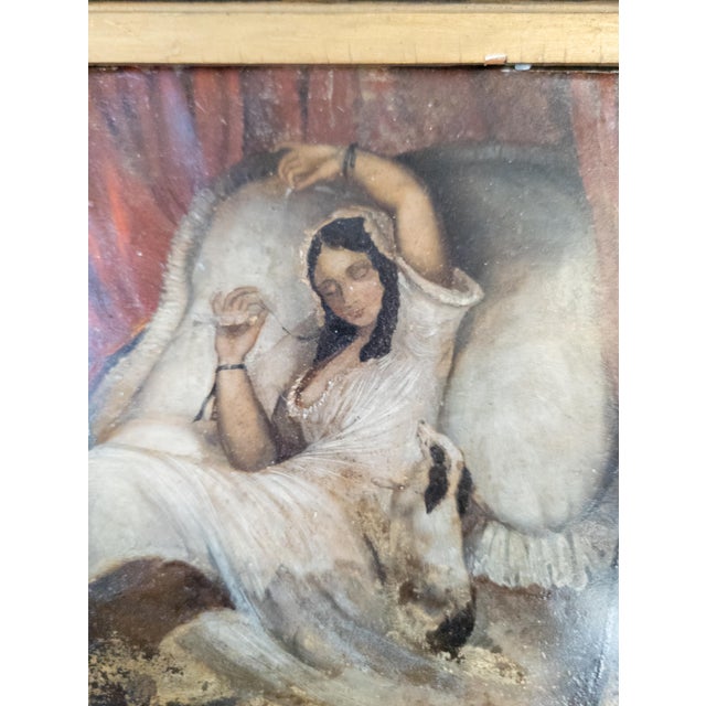 19th Century French or Continental Interior Genre Scene of a Lady With Dog, Oil on Tin For Sale - Image 11 of 15