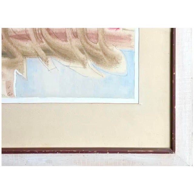 Mid Century Abstract, Surrealist Watercolor Painting - A Kitchen Scene - Signed and Dated 1960 For Sale In New York - Image 6 of 9