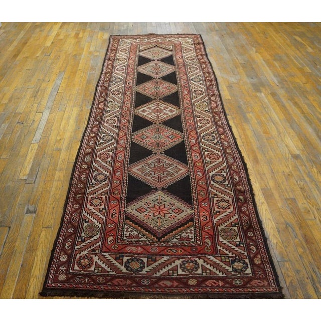 Antique Persian Kurdish rug, size: 3'5" x 10'8".