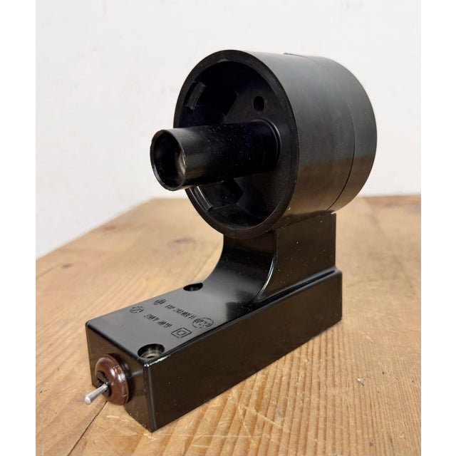 Industrial Brown Bakelite Wall Light in Milk Glass from Elektrosvit, 1960s For Sale - Image 12 of 16