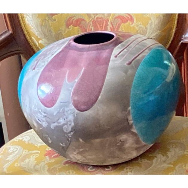 Tony Evans Raku Pottery Vase/Urn 13” Diameter (Signed and Numbered #127) For Sale - Image 12 of 18