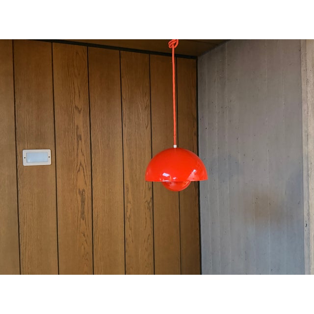 Red Flower Pot Pendant Lamp by Verner Panton for Louis Poulsen, Denmark, 1960s For Sale - Image 8 of 9