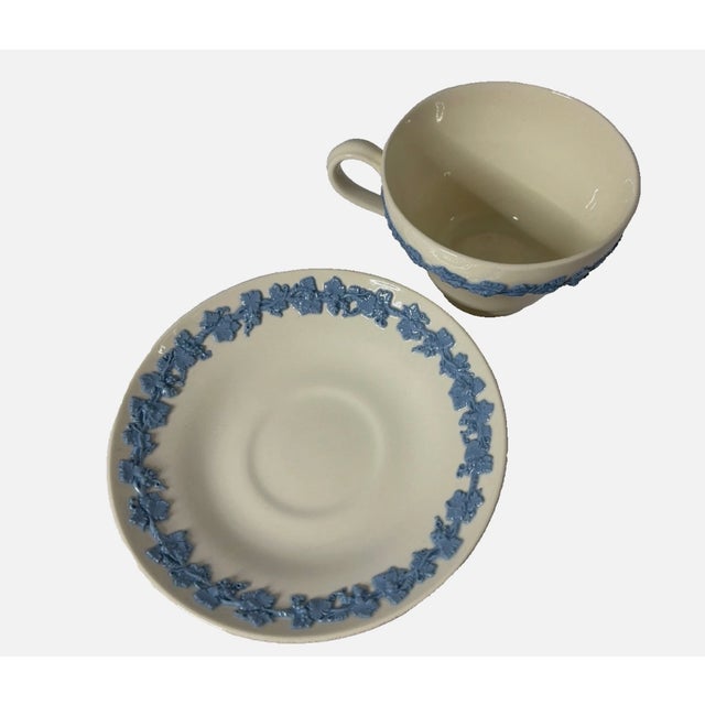 Wedgwood Wedgewood Embossed Queens Ware Tea Cup and Saucer Set of Six For Sale - Image 4 of 6
