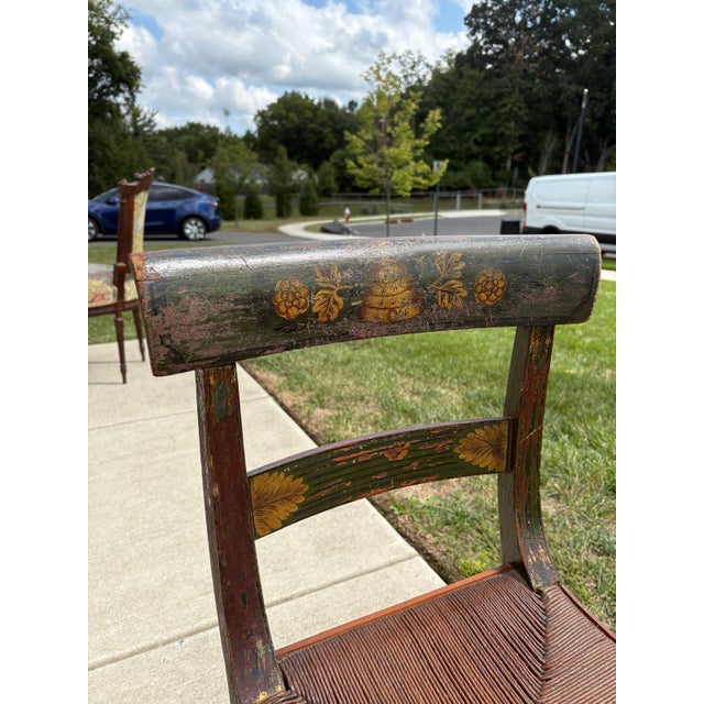 Pair of Antique Hitchcock-Style Rush Bottom Chairs For Sale - Image 4 of 7