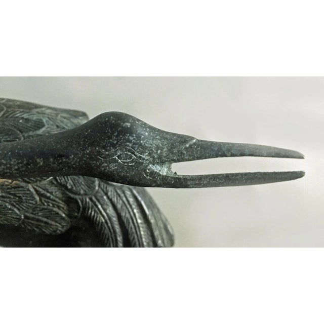 Japanese Bronze Sculpture, Pair of Cranes For Sale In Boston - Image 6 of 11