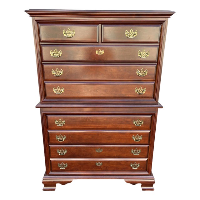 Cherry Chippendale 6-Drawer Chest of Drawers For Sale
