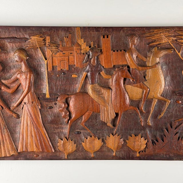 Hand-Carved Panel with Narrative Relief by Giovanni Gariboldi, 1950s For Sale - Image 4 of 15