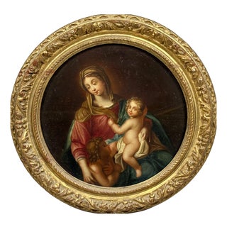 Virgin and Child with Saint John the Baptist, 1750, Oil Painting For Sale