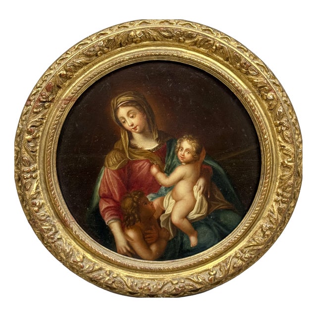 Virgin and Child with Saint John the Baptist, 1750, Oil Painting For Sale