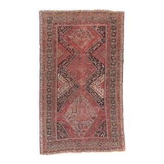 C. 1900' Antique Nomadic Village Qashgai Rug 5 x 8.3 For Sale