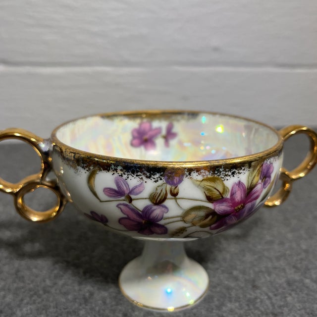 Mid 20th Century Vintage Royal Sealy Lusterware Double Handled Compote For Sale - Image 5 of 8
