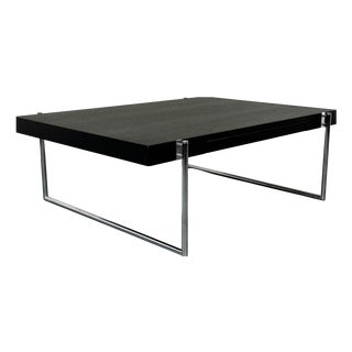 Bauhaus Black Wood and Tubular Steel Coffee Table, Germany, 1990s For Sale