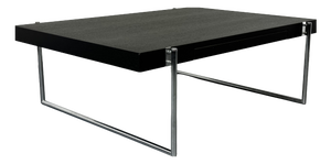 Bauhaus Black Wood and Tubular Steel Coffee Table, Germany, 1990s