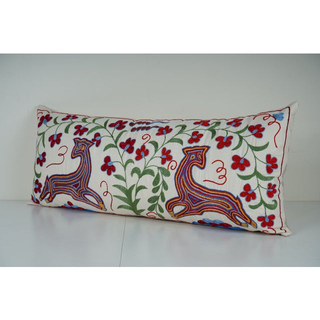 Mid-Century Modern Hand Embroidered Suzani Pillow Cover For Sale - Image 3 of 6