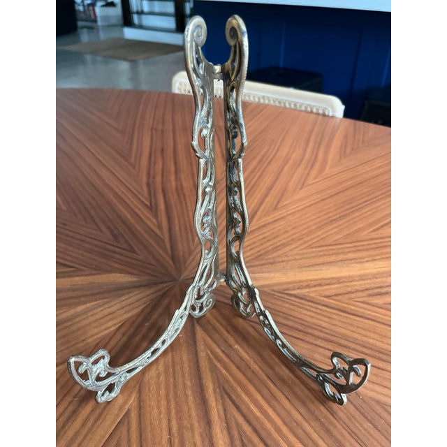 Mid 20th Century Mid-20th Century Hollywood Regency Brass Easel Plate/Art Display For Sale - Image 5 of 10