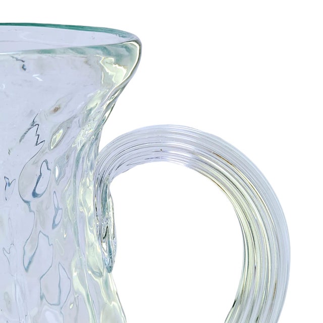 Hand Blown Green Glass Bubble Pitcher/Jug For Sale - Image 10 of 12
